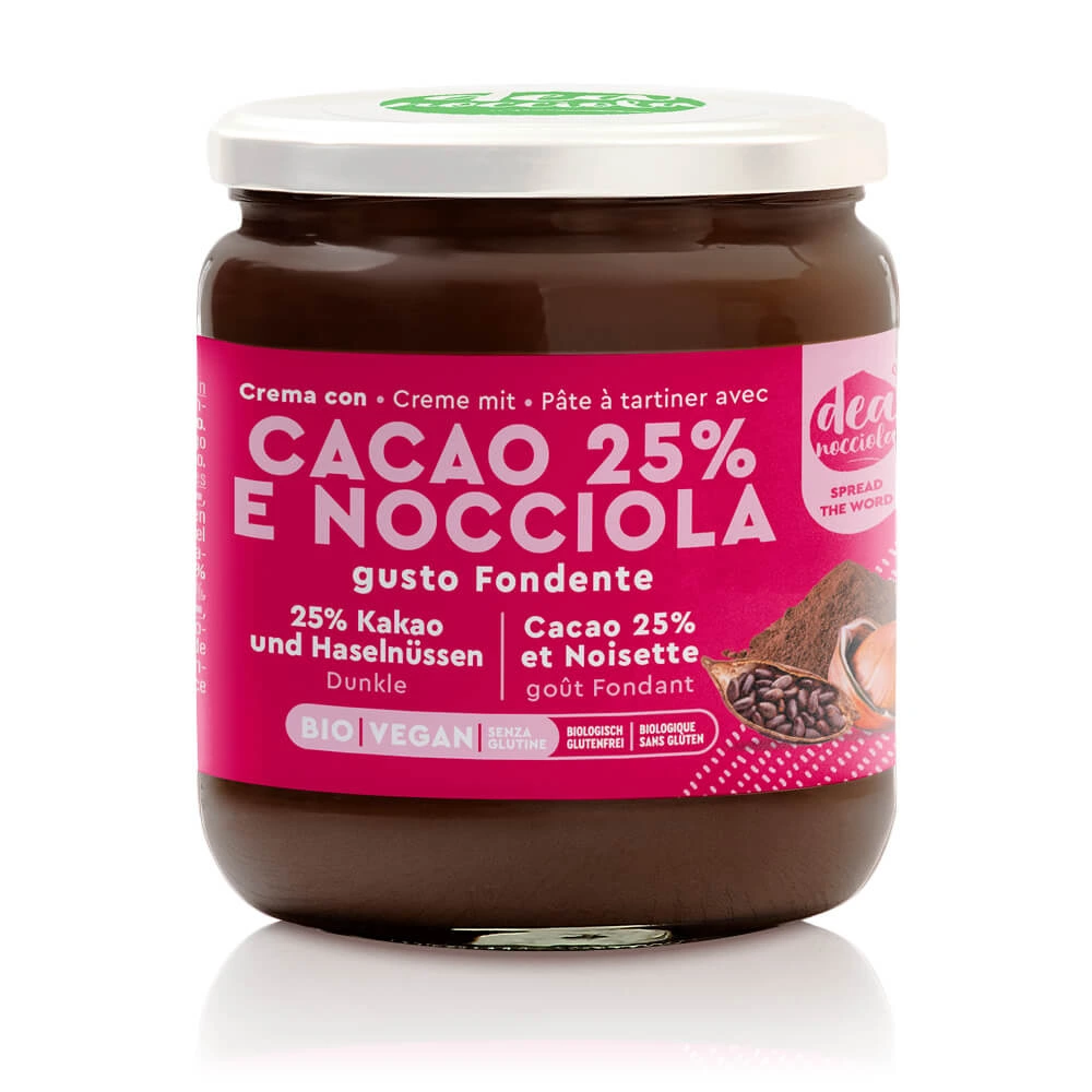 Crema con Cacao 25% e Nocciola gusto fondente
